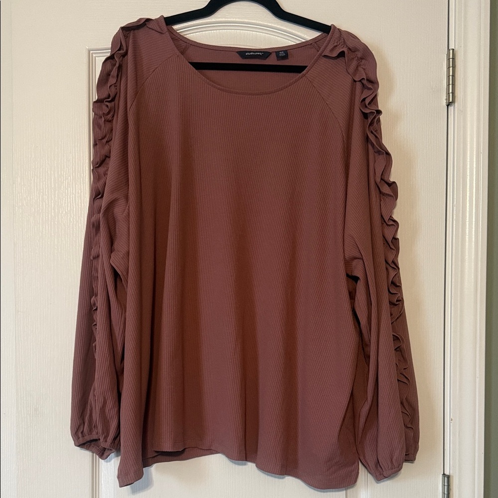 Studio Park Dusty Rose Ruffled Blouse Size 5X